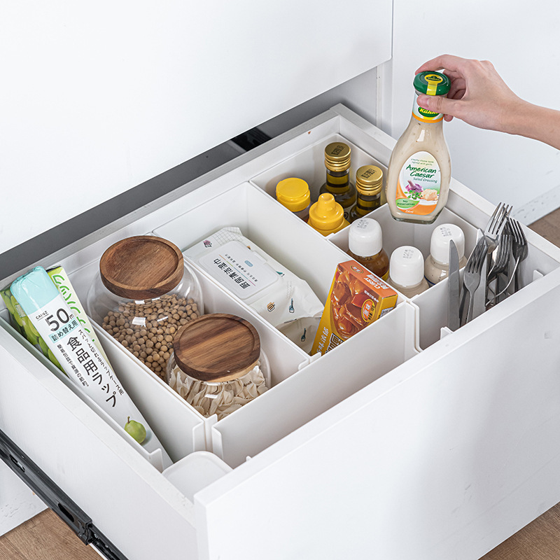 White Small Plastic Kitchen Storage Container Bins Organization in Pantry Food Organizer 14*7*15CM