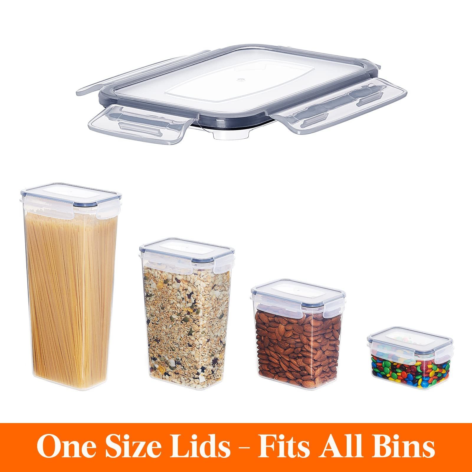 24 Pcs BPA Free Plastic Cereal Large Airtight Food Storage Containers for Kitchen & Pantry Organization