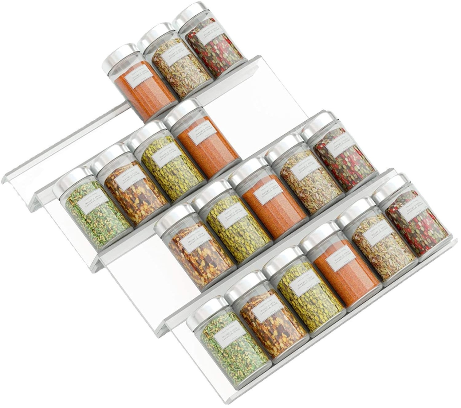 Acrylic Spice Drawer Organizer 4-tier Expandable Spice Rack Tray Clear Spice Storage Organizer Insert for Drawer