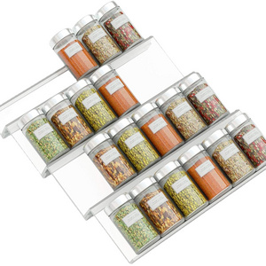 Acrylic Spice Drawer Organizer 4-tier Expandable Spice Rack Tray Clear Spice Storage Organizer Insert for Drawer