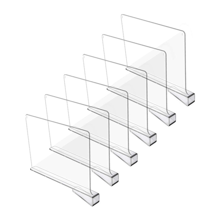 Top Quality New Design Clear Vertical Acrylic Shelf Dividers for Clothes Organizer Kitchen Cabinets Shelf Divider