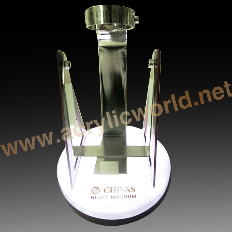 Customized customized acrylic made magnetic floating wine bottle display wine display counter