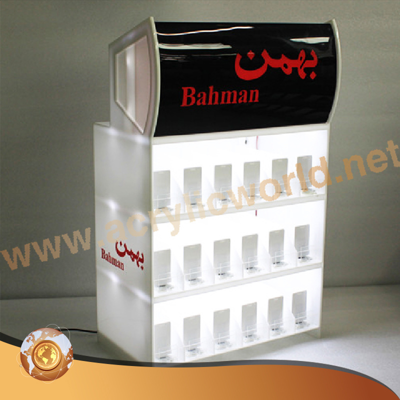 cigarette display acrylic cigarette stand with LED lights/cigarette display rack shelves