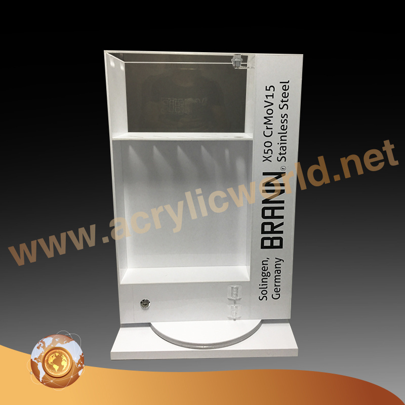 Factory Customized clear acrylic rotating knife holder display/acrylic rotating knife display stand