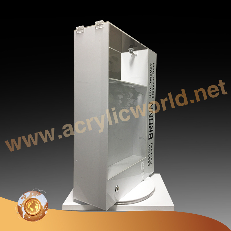 Factory Customized clear acrylic rotating knife holder display/acrylic rotating knife display stand