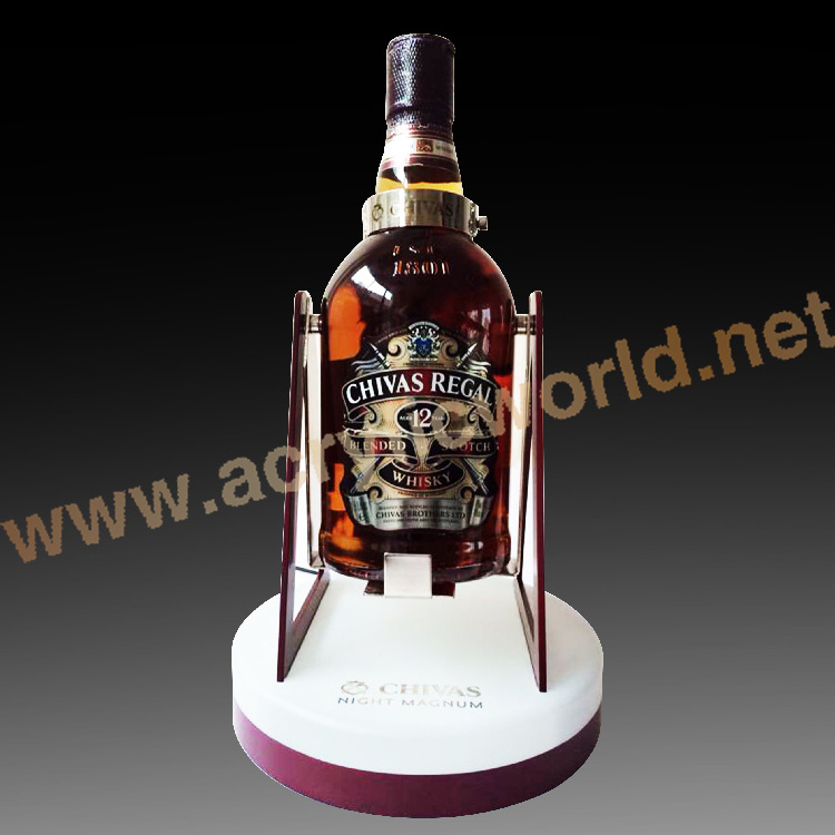 Customized customized acrylic made magnetic floating wine bottle display wine display counter