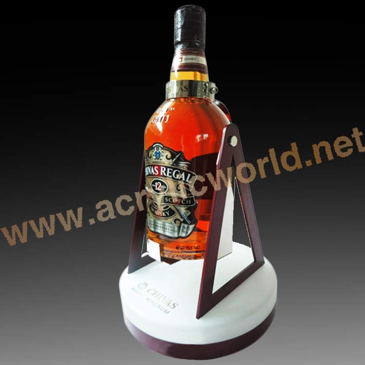 Customized customized acrylic made magnetic floating wine bottle display wine display counter