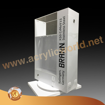 Factory Customized clear acrylic rotating knife holder display/acrylic rotating knife display stand