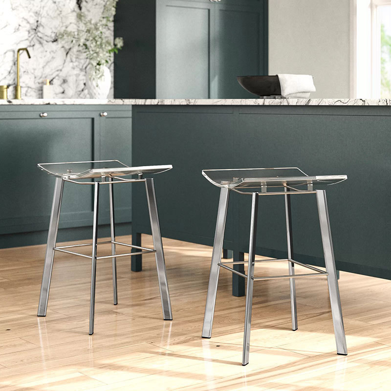 Modern Design Customized Stainless Steel Acrylic Counter Height Stools for Bar, Kitchen