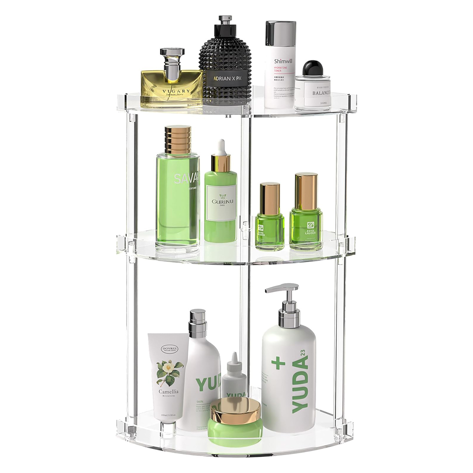 Custom 3 Tier Bathroom Countertop Organizer Counter Corner Storager Cosmetics Shelf