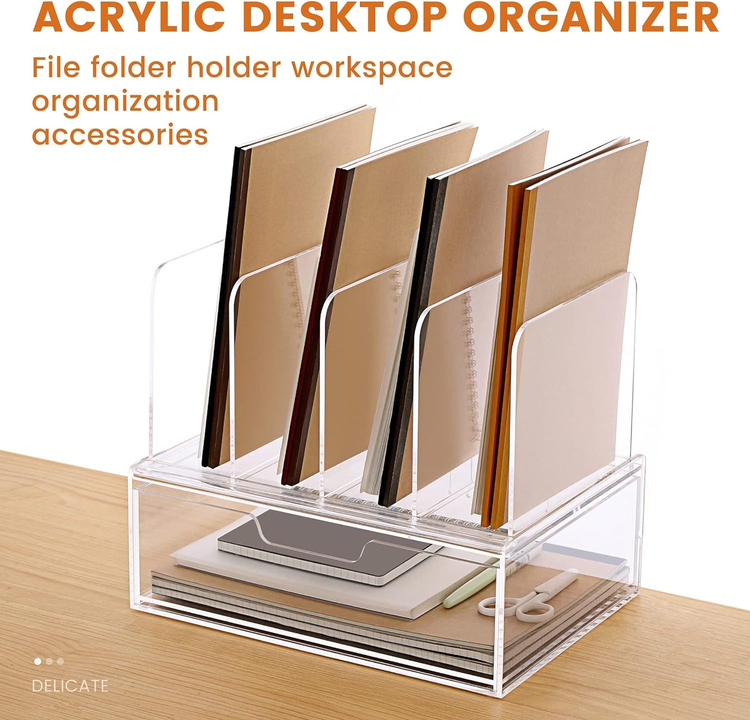 Office Supplies Organization Storage Case Acrylic Desk Organizers and Accessories with Drawer