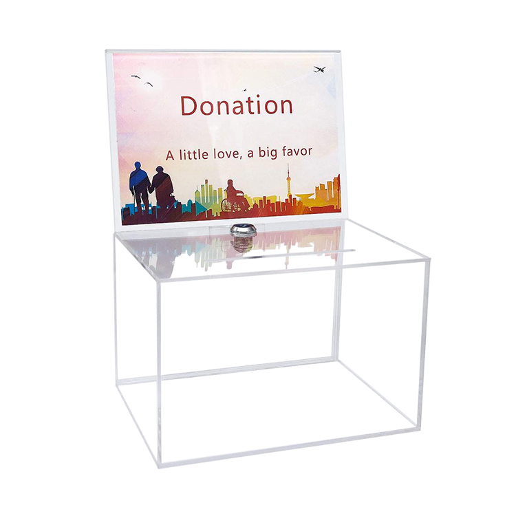 New Products Wholesale Charity Clear Acrylic Donation Box Vote Box with Lock