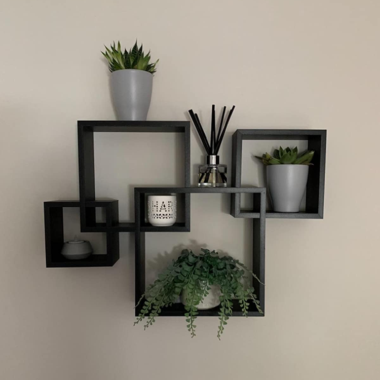 Hot Selling 4 Cube Shelving Solution Intersecting Wall Mounted Squares Acrylic Floating Shelf