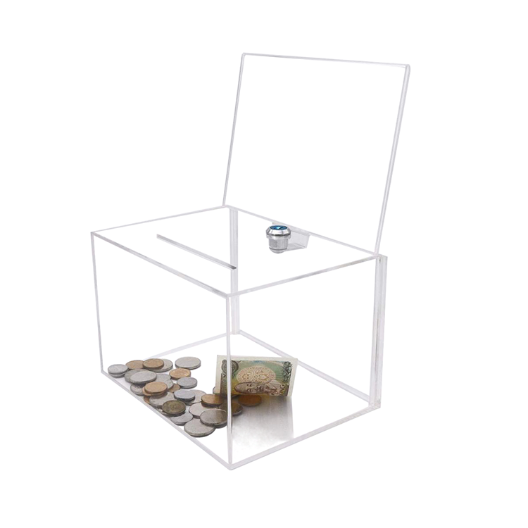 New Products Wholesale Charity Clear Acrylic Donation Box Vote Box with Lock