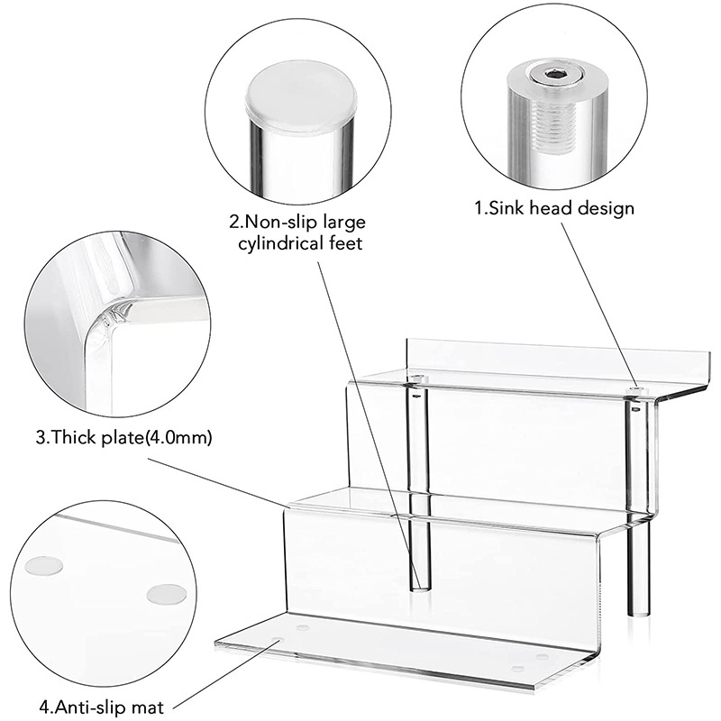 Perfume Cupcake Organizer Stand 3 Tier Clear Acrylic Display Riser Shelf for Pops & Toys Figures