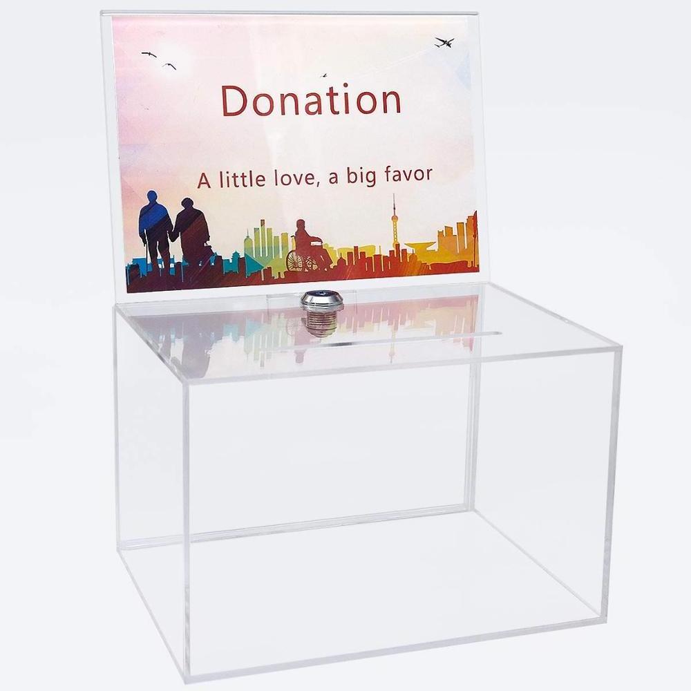 New Products Wholesale Charity Clear Acrylic Donation Box Vote Box with Lock