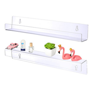 Wall Mounted Bookshelf Clear Acrylic Floating Shelves Organizer for Bedroom, Bathroom Kitchen, Storage