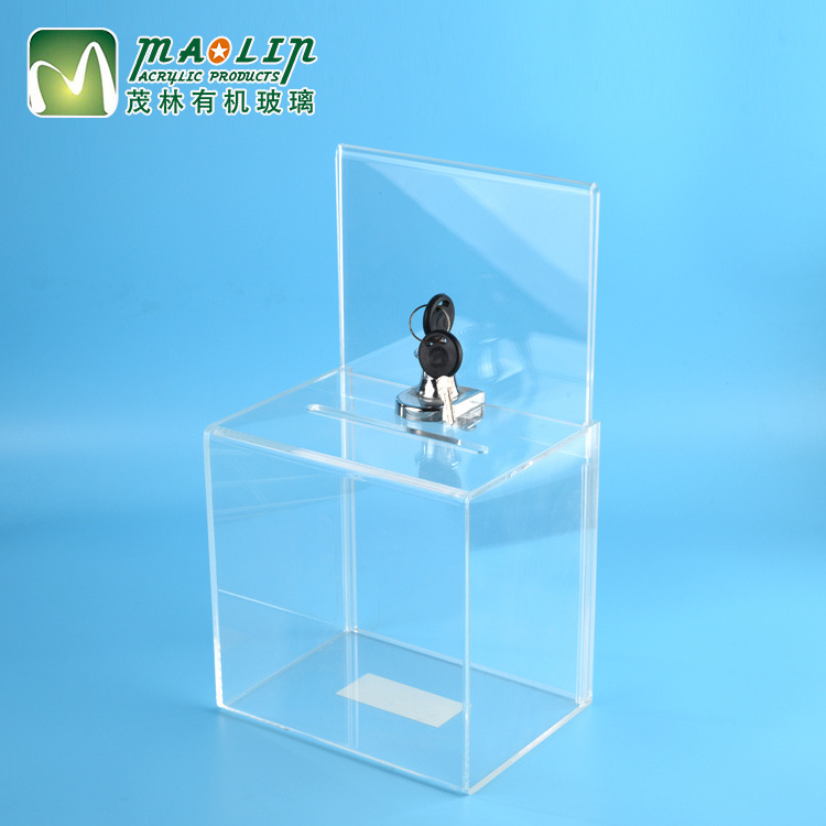 New Products Wholesale Charity Clear Acrylic Donation Box Vote Box with Lock