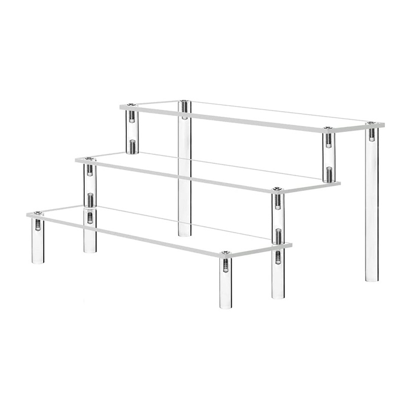 Custom Perfume Organizer Cologne Acrylic Shelves 3 Tiered Clear Display Risers Stand