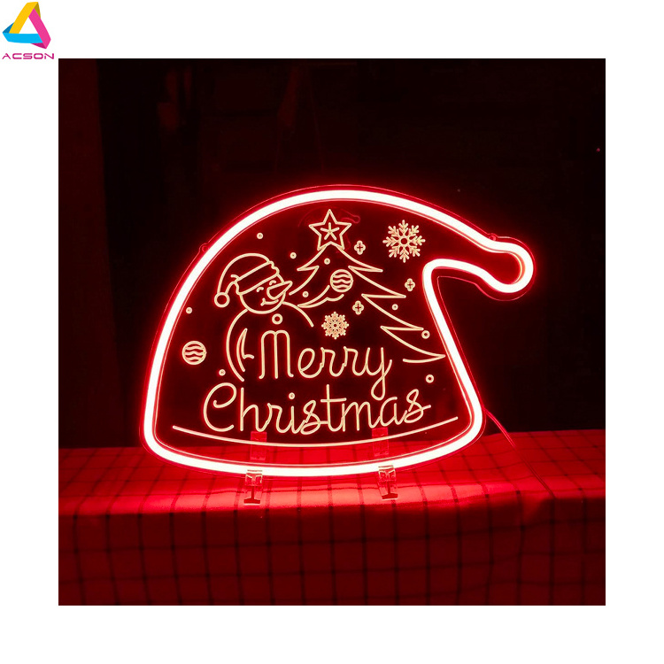 Custom Christmas Hat No MOQ free design neon signs lighting LED Neon sign Letters for Christmas Party