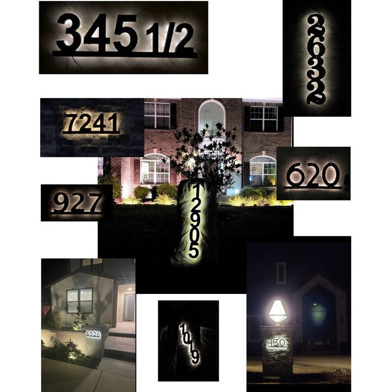 Custom BackLit Signs Light up House Numbers Address Sign