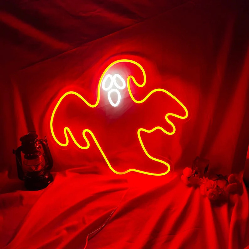 Halloween Decoration Neon Lights Neon Spooky Ghost Neon Sign LED Light for Halloween Party