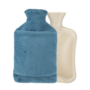 customized hot water bag fur cover 2l portable silicone rubber hot water bottle with cover