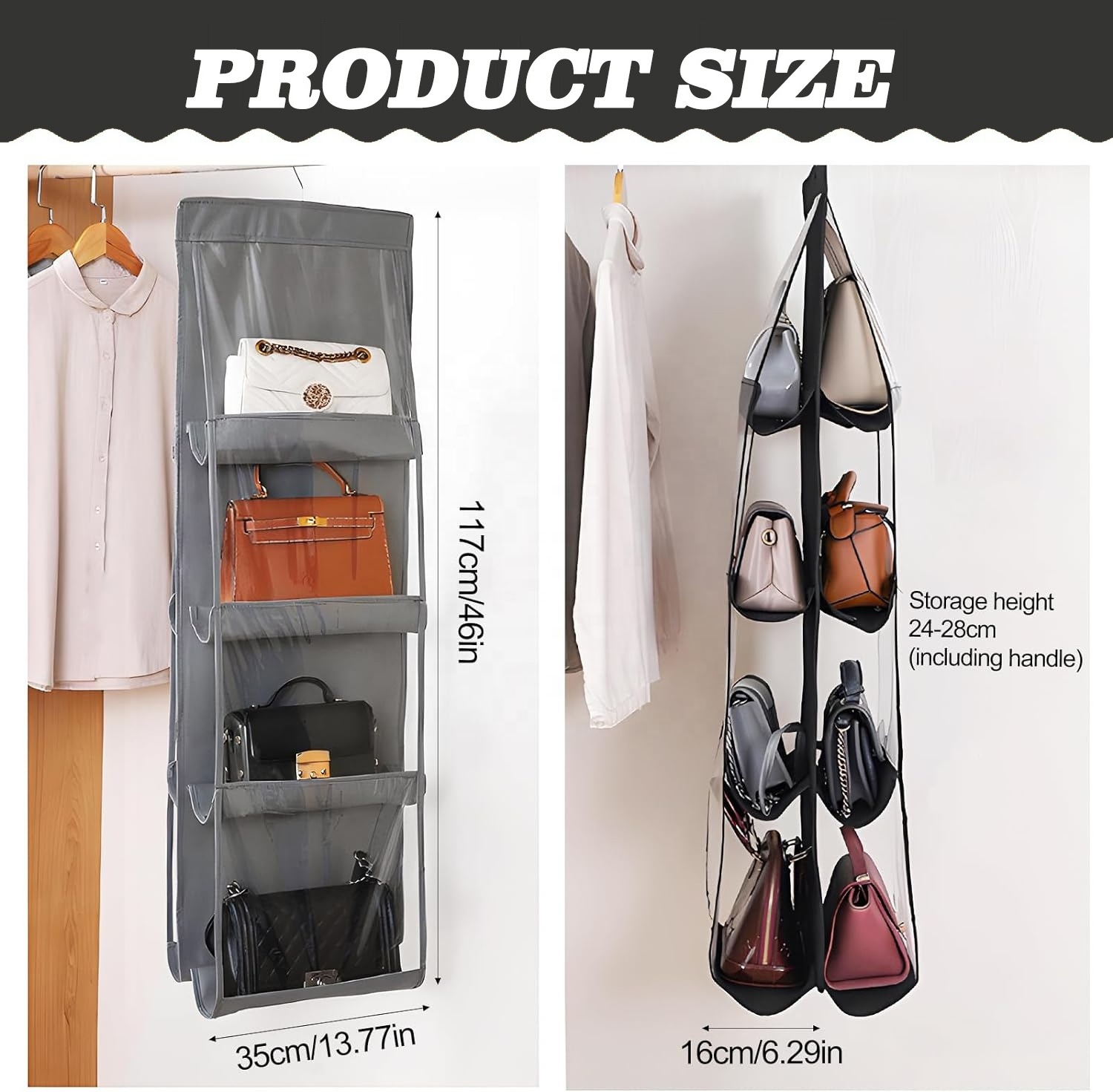 hot sale hanging storage bag 6 pocket 8 pocket handbag storage bags folding hanging purse handbag organizer storage