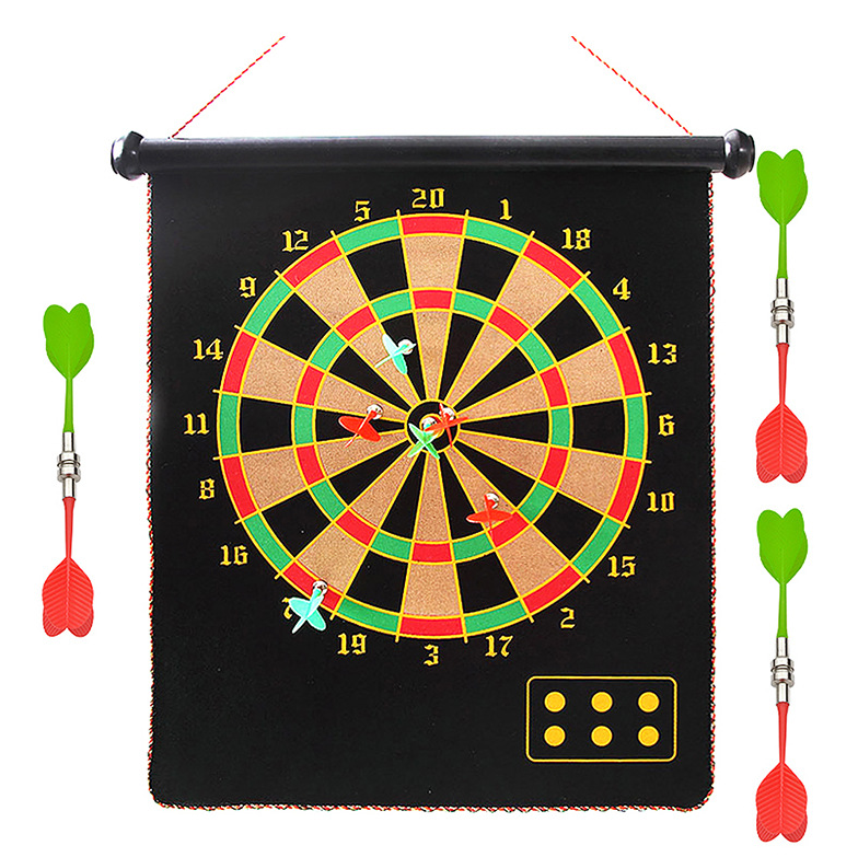 ActEarlier Custom Design Rolling Up Magnetic Dart Board Game with Double Sided Dartboard for Kids, Adults, Family Indoor Games