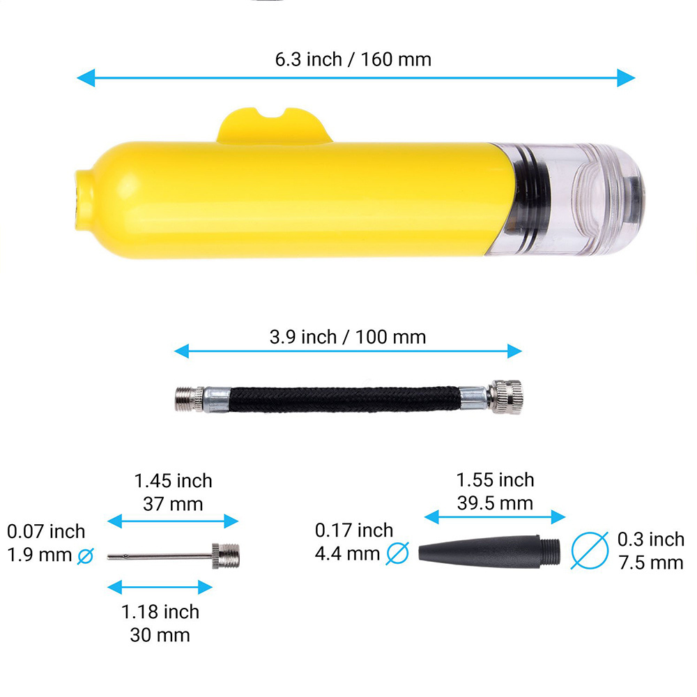 Actearlier 6 inch black dual action basketball football repair tool inflator hand air pump mini ball pump