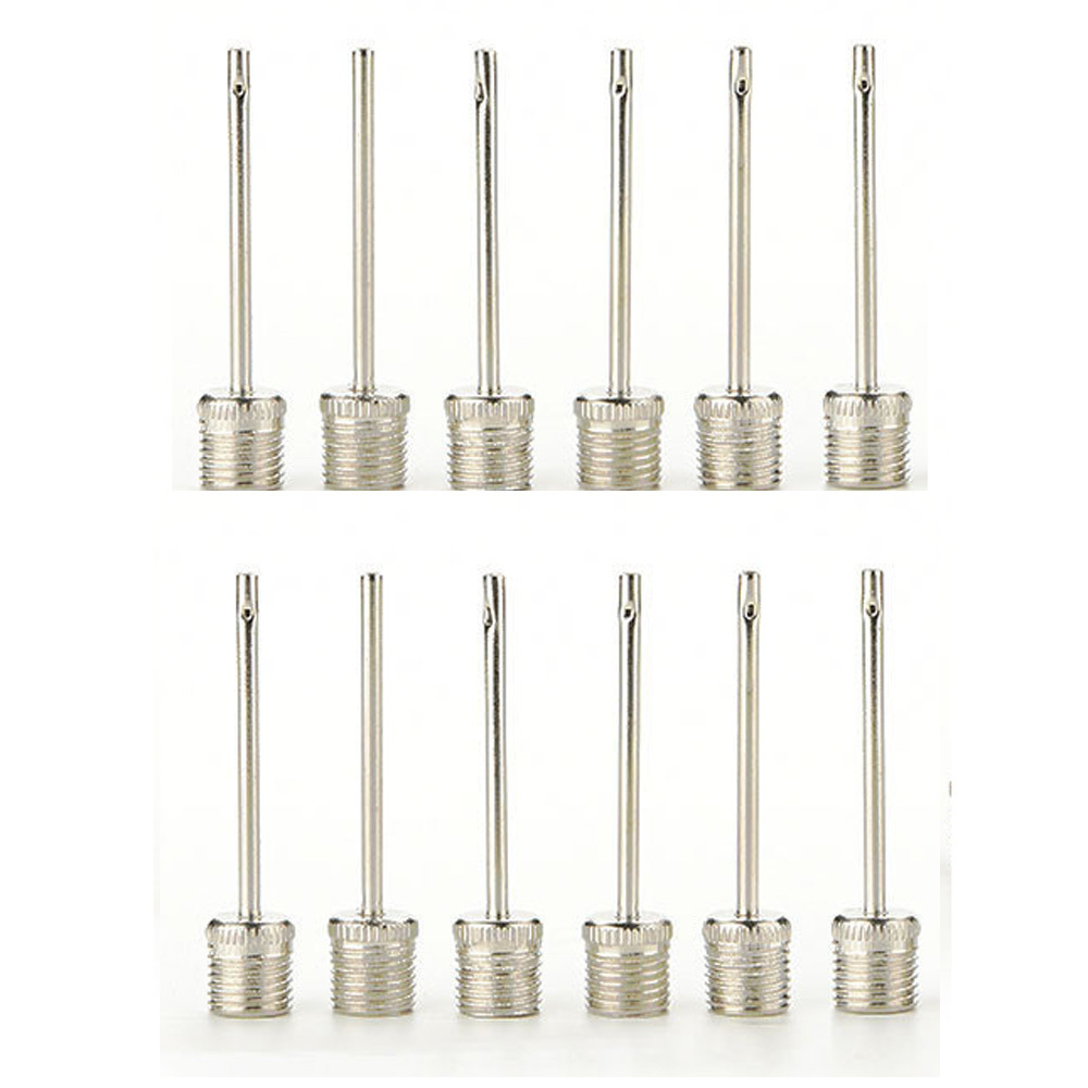 12pcs Sports Ball Inflating Pump Needle For Football Basketball Soccer Inflatable Air Valve Adaptor Stainless Steel Pin