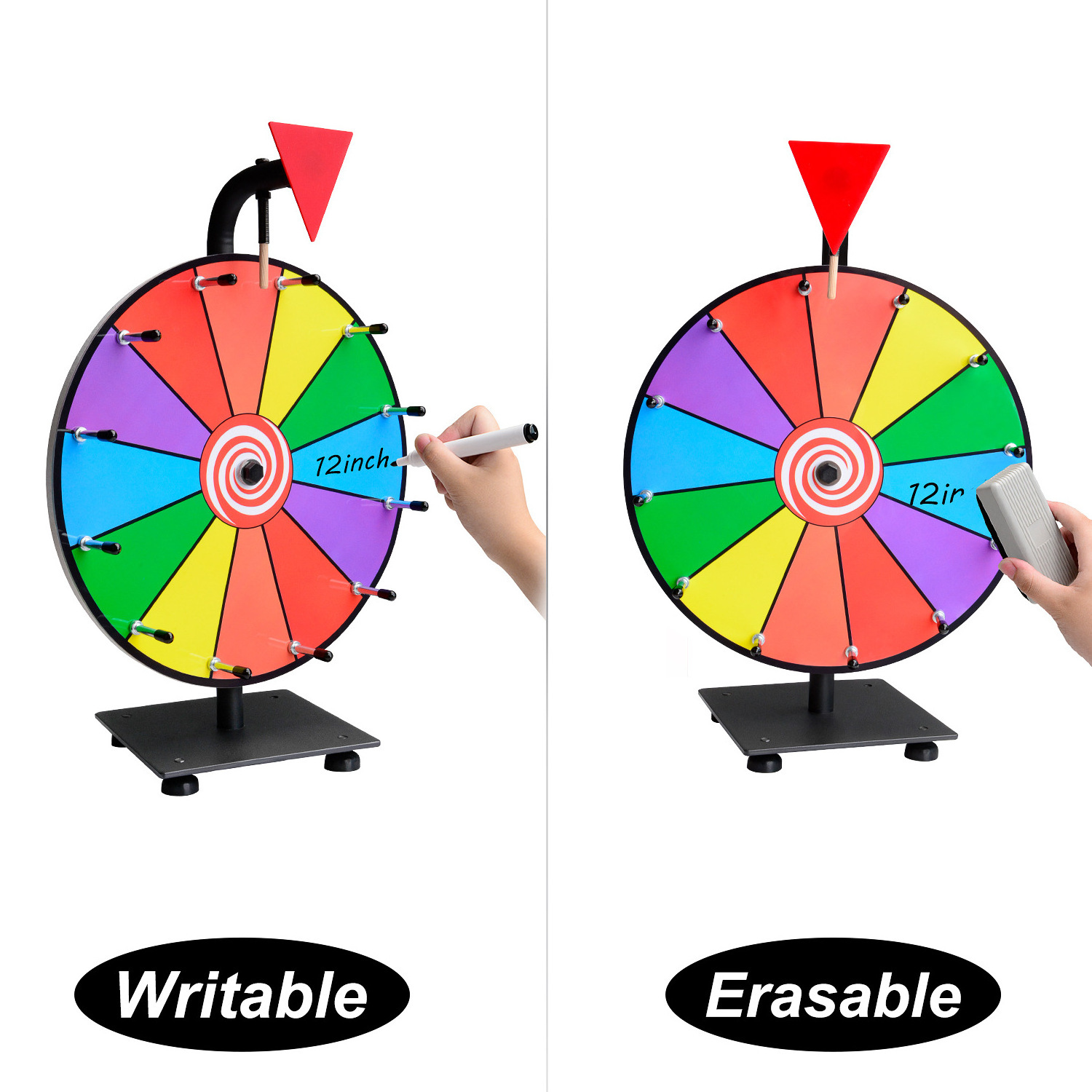 ActEarlier 12inch 12 slots Advertising Lucky Tabletop Spinning Prize Wheel