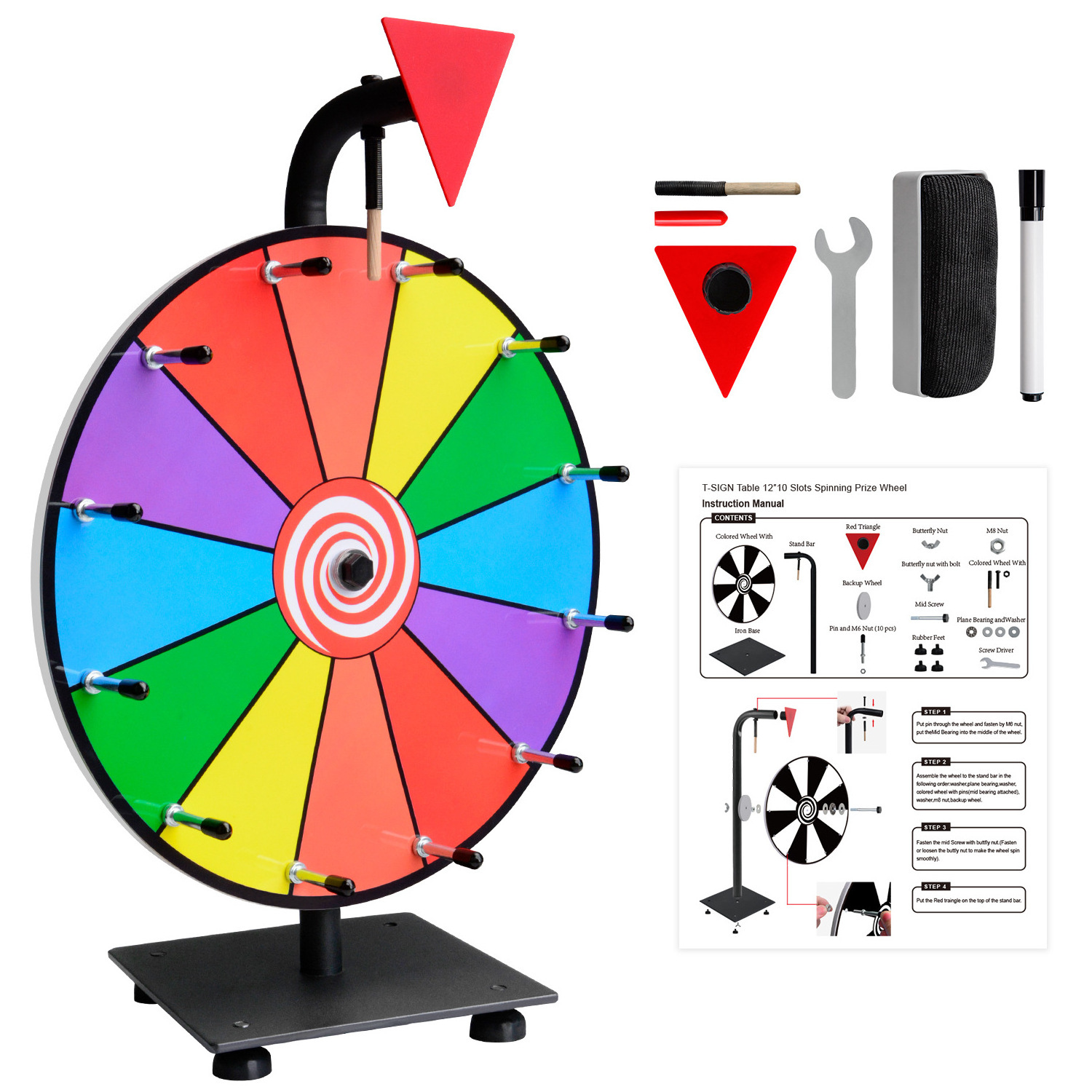 ActEarlier 12inch 12 slots Advertising Lucky Tabletop Spinning Prize Wheel