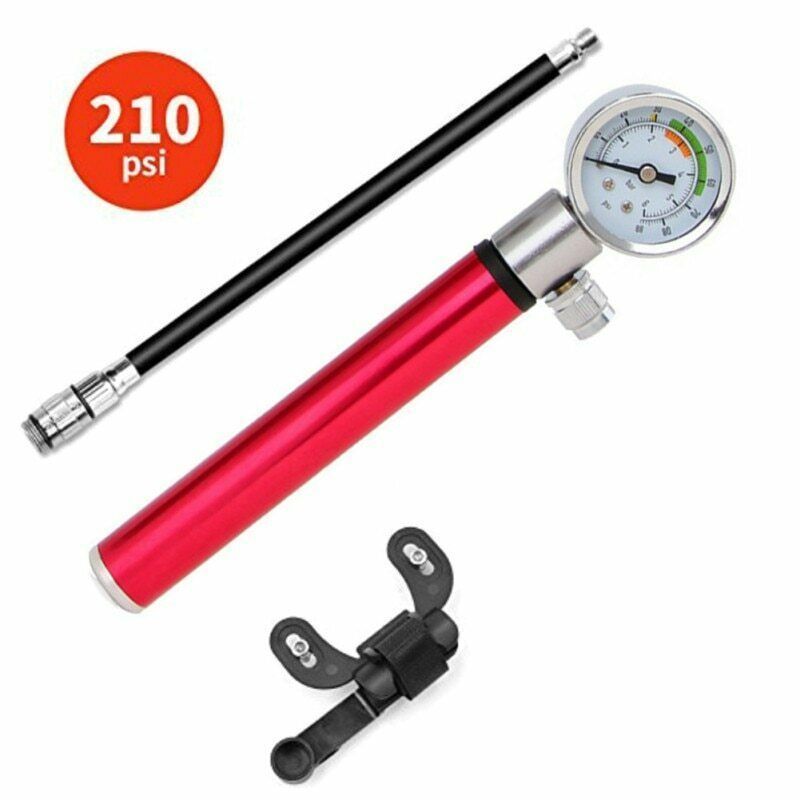 ActEarlier High Pressure Gauge 210 PSI Portable Bike Tyre Air Pump Mini Bicycle Hand inflator Pump