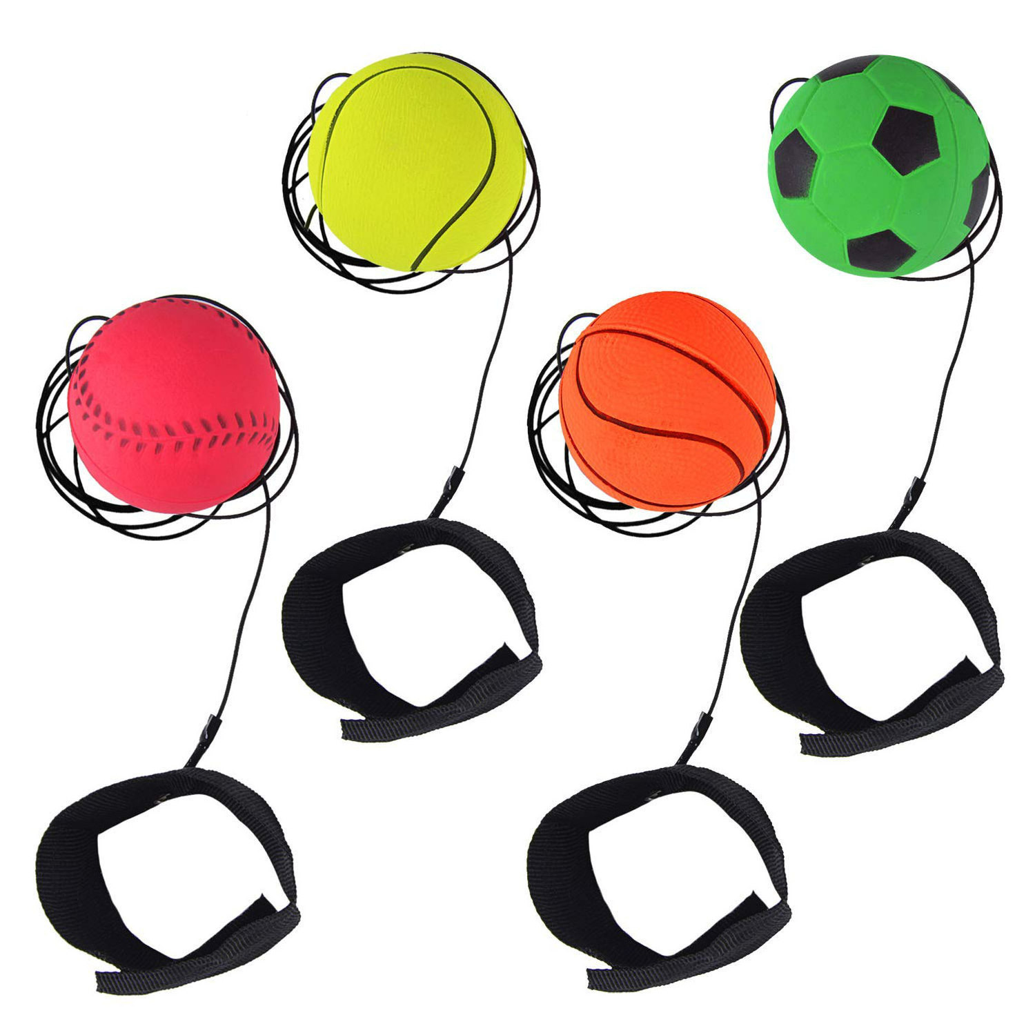 ActEarlier Sponge Rubber High Bounce Ball Elastic String Sports With Strap Wrist Training