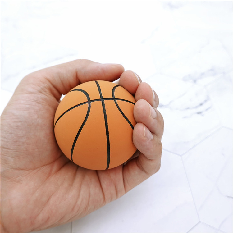 ActEarlier Stress Relief Toy 6cm Diameter Glossy Bouncy Desktop Basketball Mini Hollow Rubber Basketball Ball