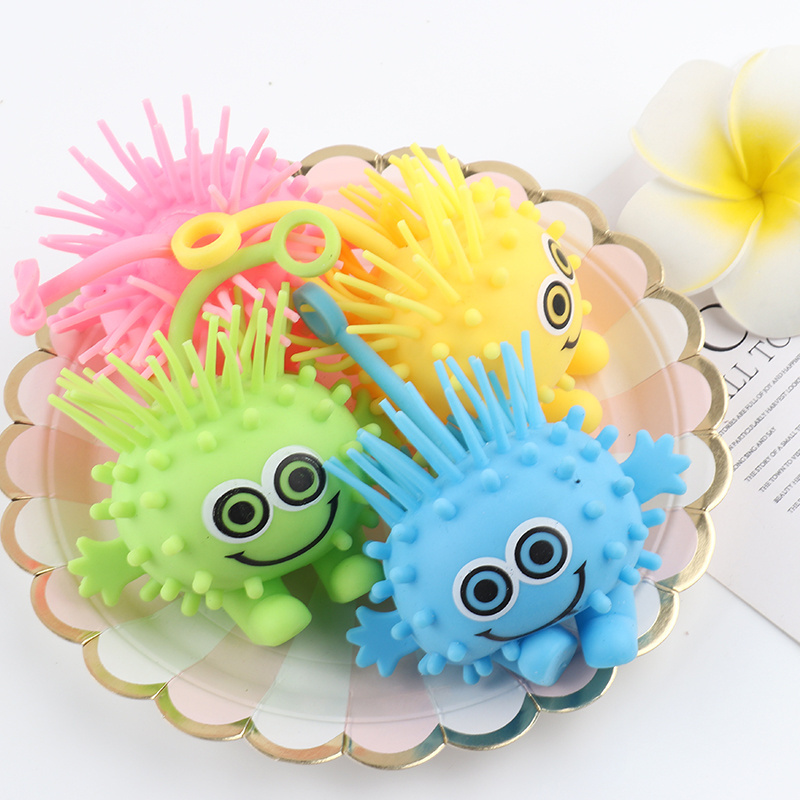 Flashing Creative Decompression Vent Ball Little Haired Man Sensory Squeeze Stress Puffer Ball Animal Fidgeting toy