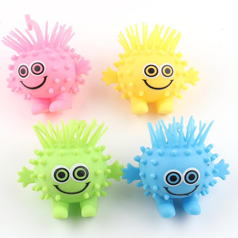 Flashing Creative Decompression Vent Ball Little Haired Man Sensory Squeeze Stress Puffer Ball Animal Fidgeting toy