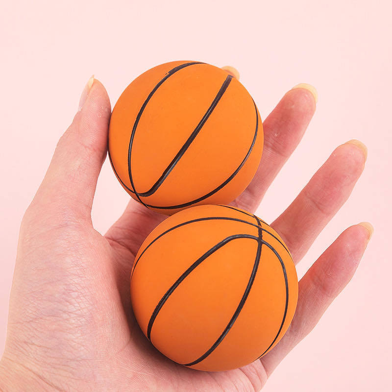 ActEarlier Stress Relief Toy 6cm Diameter Glossy Bouncy Desktop Basketball Mini Hollow Rubber Basketball Ball