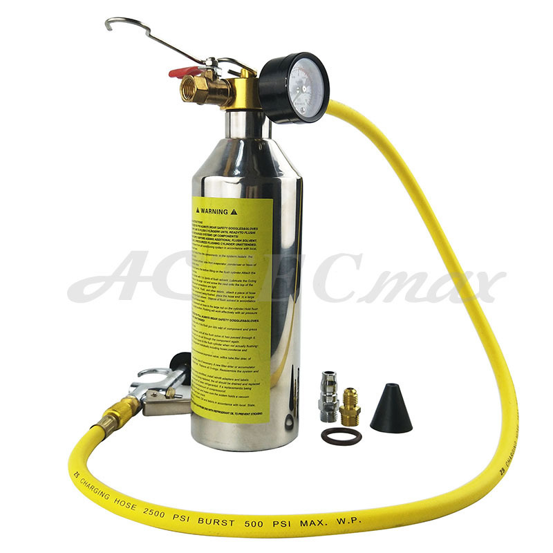 China Supplier ACTECmax A/C AC Air Conditioner System Stainless steel bottle Flush Canister Gun Kit