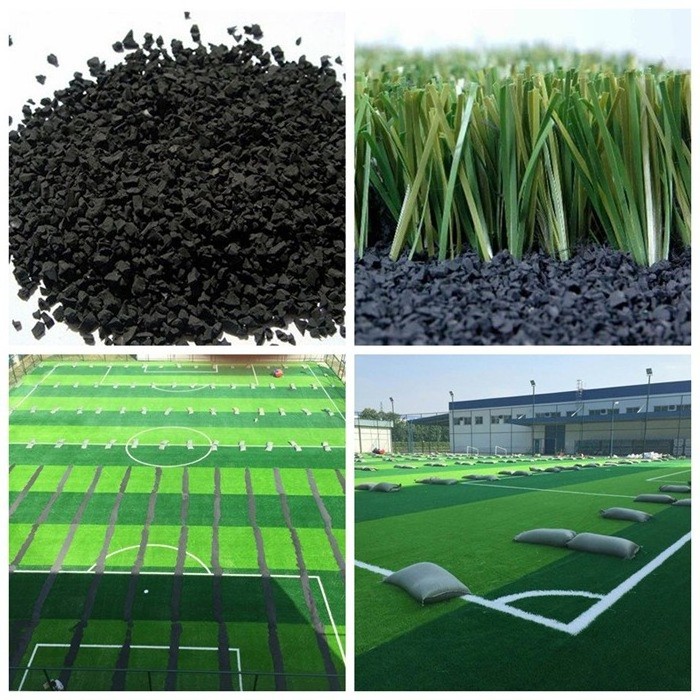 Black rubber granules synthetic infilling artificial grass for football field