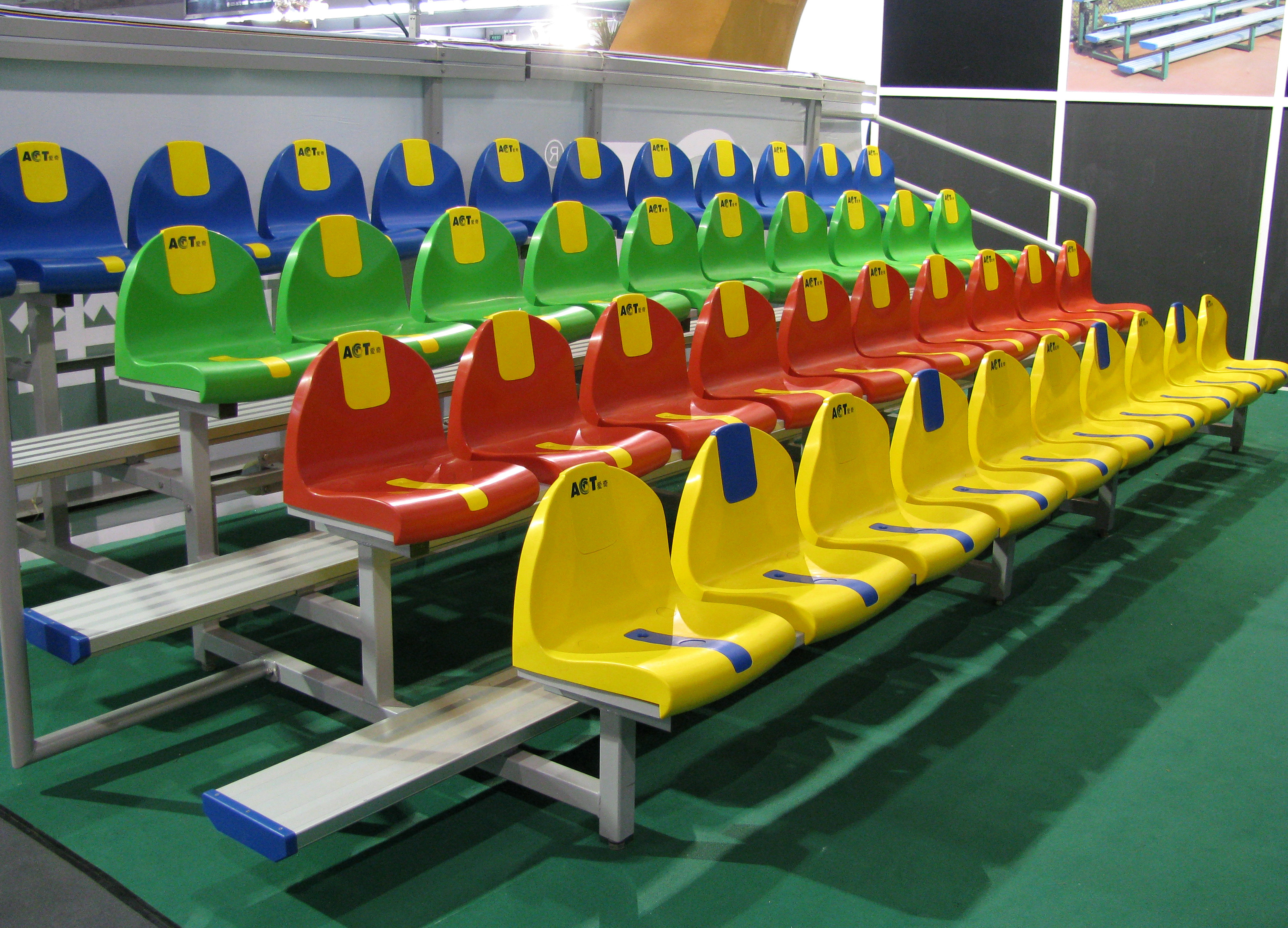 Stadium temporary movable stand 3 rows aluminum bleachers with plastic stadium seat