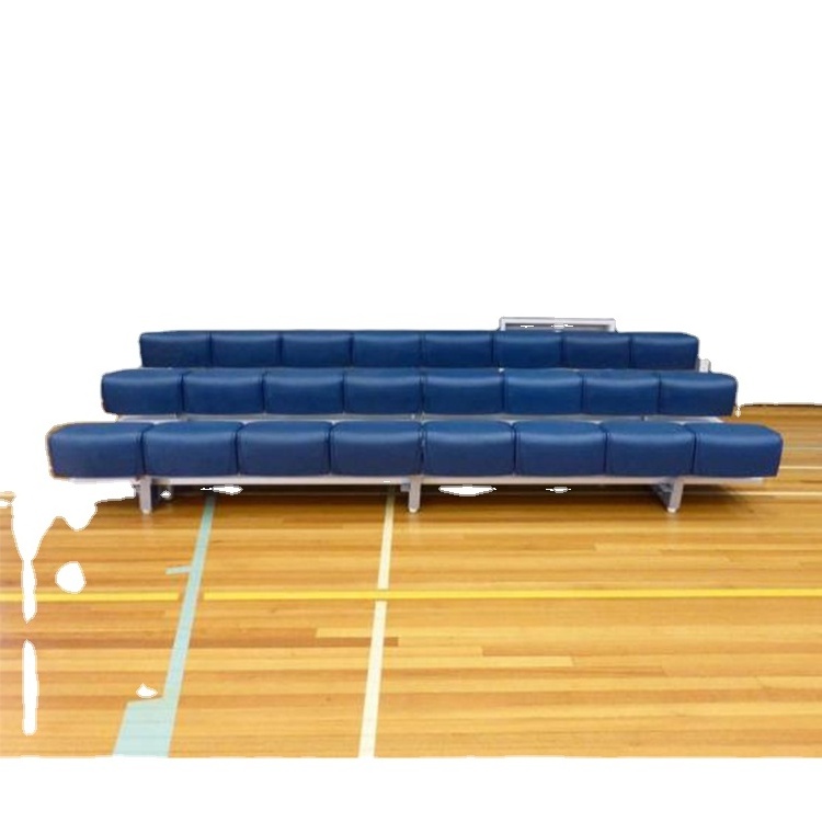 Portable movable aluminum gym tribune bleachers with flat back L shape plastic seat