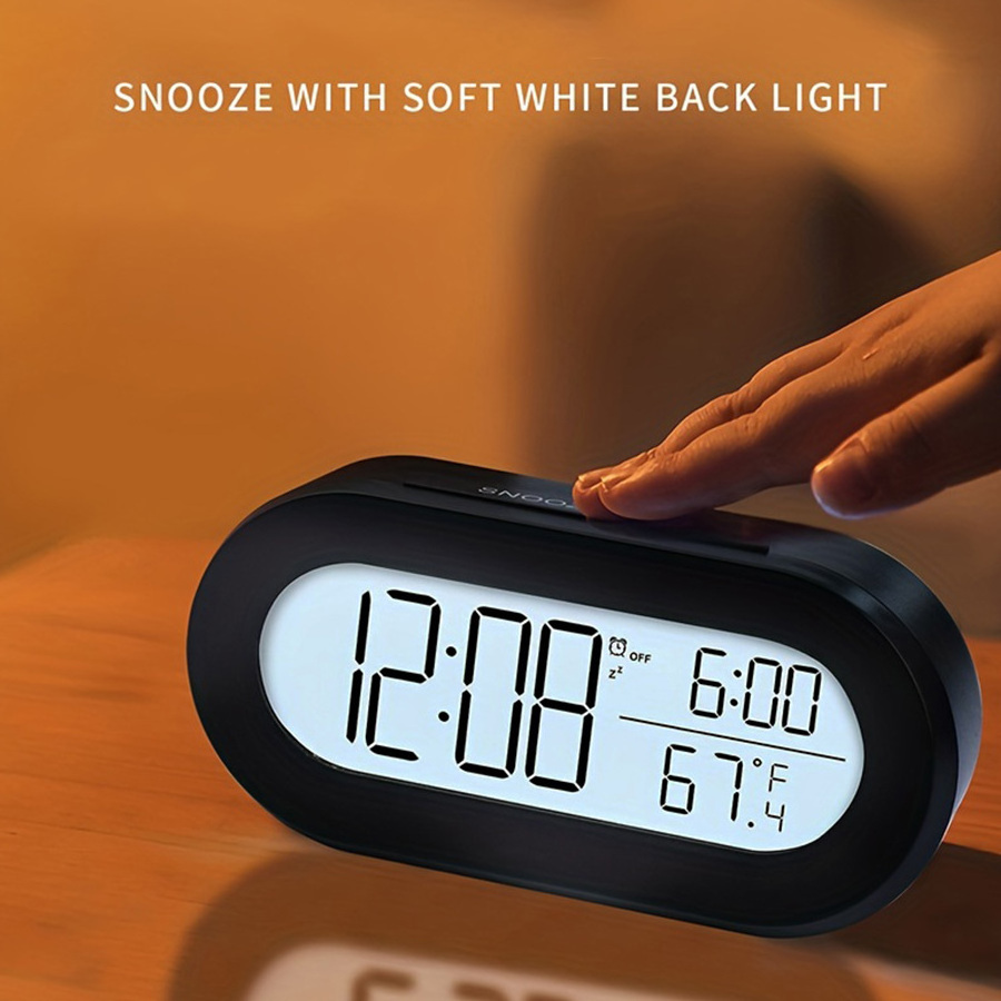 Ready  to Ship Digital Alarm Clock Electronic Table Clock Snooze Function Indoor Thermometer with White Backlight for day Gift