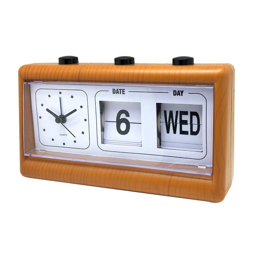 2020 new design Auto Flip Clock automatic calendar clock wooden clock