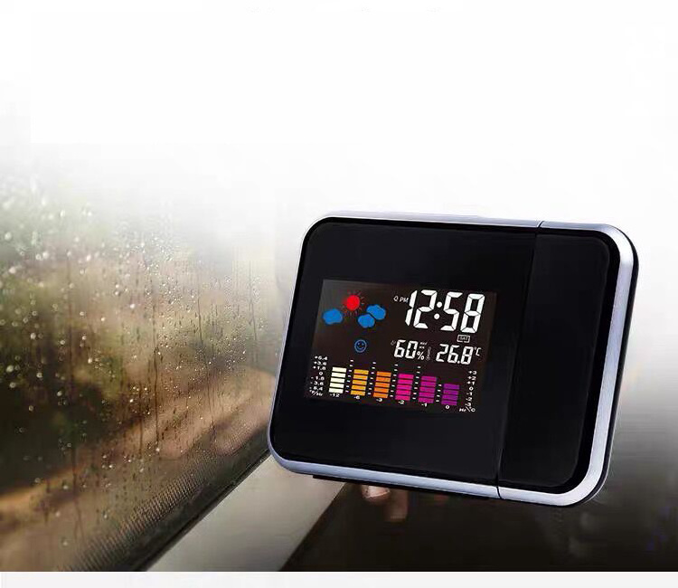 Projection Alarm Clock with Weather Station Indoor Thermometer Temperature Humidity Monitor Gauge Hygrometer with Calender