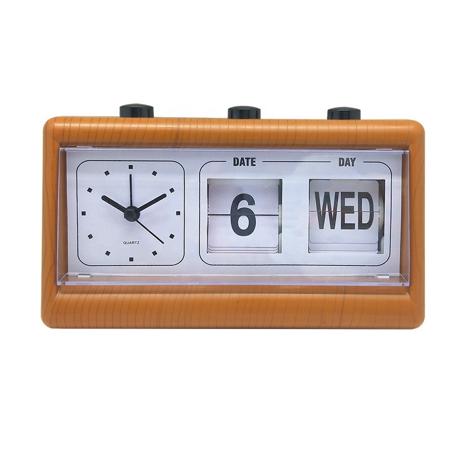 2020 new design Auto Flip Clock automatic calendar clock wooden clock