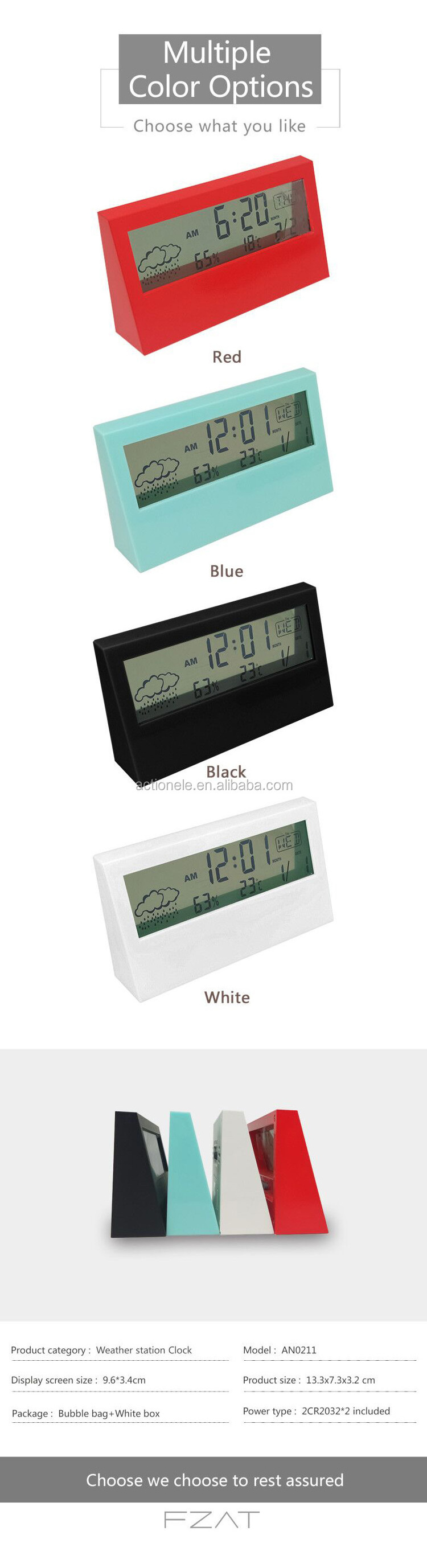 Transparent LCD Screen Electronic Desk Clock Indoor Thermometers Digital Multifunctional Alarm Clocks