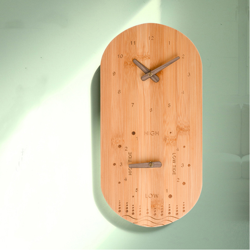 Wholesale Large Minimalist Modern Design Digital Decorative Wooden Bird Sound Tide Wall Clock For Living Room