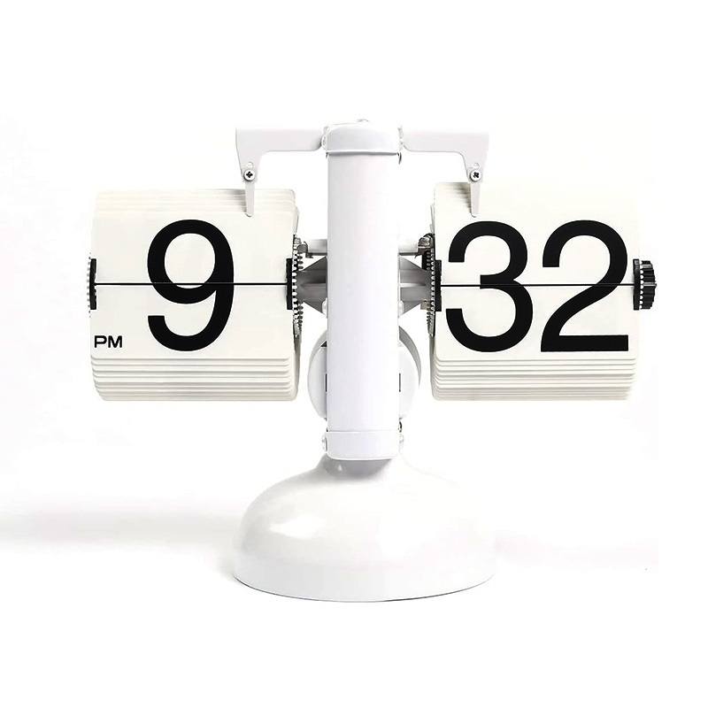 Retro Page Turning Table Flip Clock with Sound Control LED Nightlight Desk Clock Senior Auto Flip Calendar clock